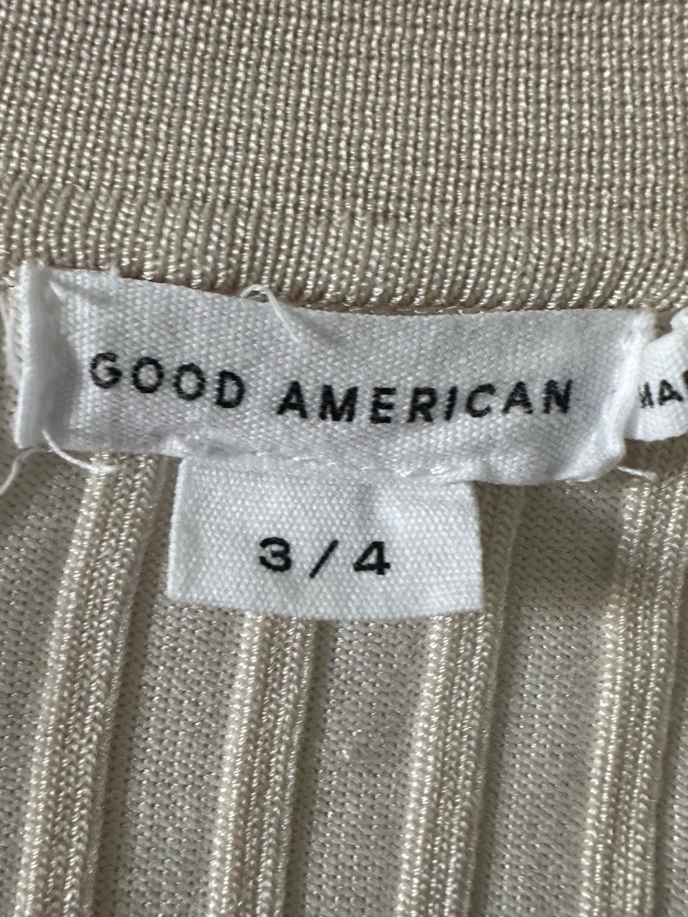Good American Cream Ribbed Button Polo Top - Picture 2 of 4